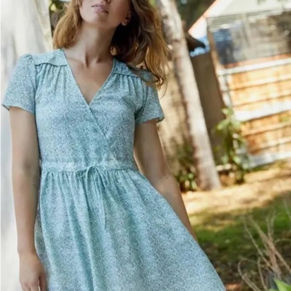 Christy Dawn The Donna Dress | Mint Blooming Meadow - Silk Cotton with pockets